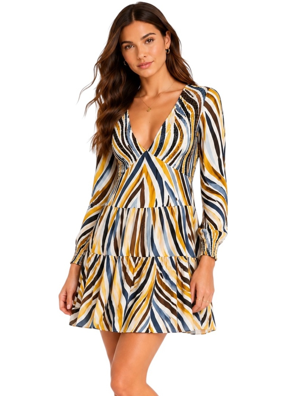 NWT Anthropologie Hutch Zebra Print Smocked Mini Dress Size XS